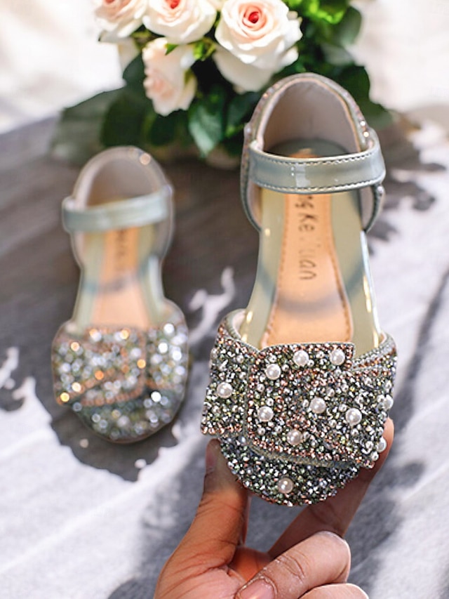  Mary-Jane-Schuhe für Mädchen mit Strass-Schleife – glitzernde, mit Perlen verzierte Party-Ballerinas für Hochzeiten und besondere Anlässe