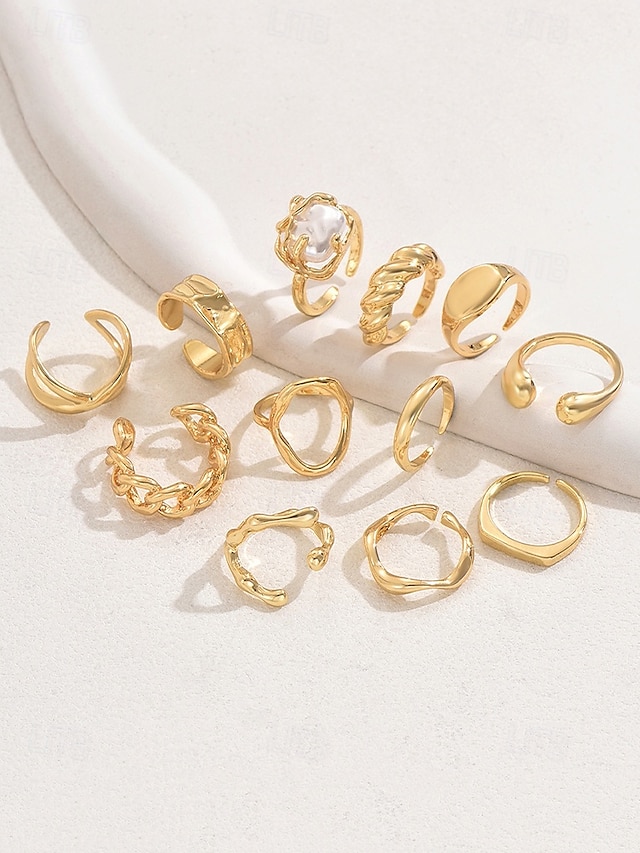  set di anelli in oro statement per donna – anelli vintage alla moda e massicci impilabili, gioielli di moda per feste, matrimoni e uso quotidiano