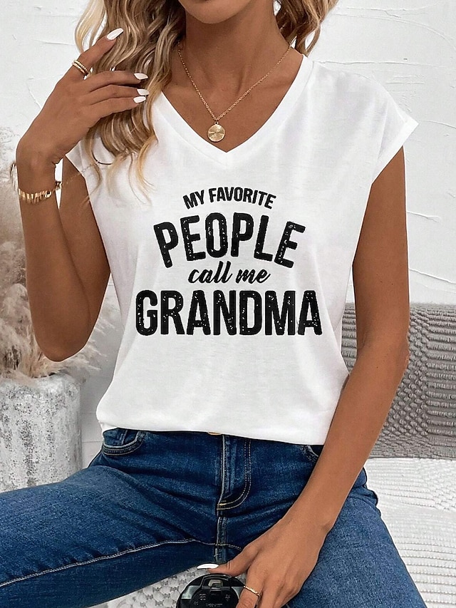  Festa della mamma Per donna Canotta a canotta Grafico Lettera Elegante Casual Senza Maniche Scollo a V Top Regolari Quotidiano Stampato Nero Bianco Rosa Verde Estate