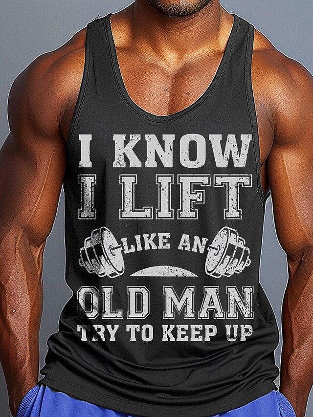 Voor heren Grappig jargon Vest Top Mouwloos T-shirt 3D-afdrukken Strakke ronde hals Overhemd Sport Modieus Dagelijks Sportschool Wandelen Rood blauw Groen Zomer Lente Kleding S M L XL XXL XXXL