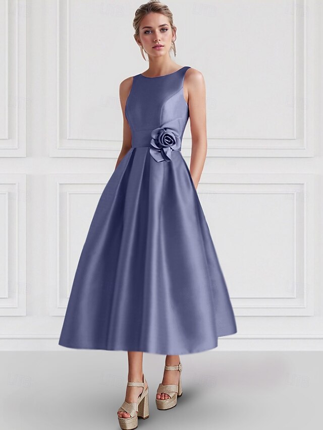 A-Line/Princess Boat Neck Sleeveless Cocktail Dresses with Pleats main image 1