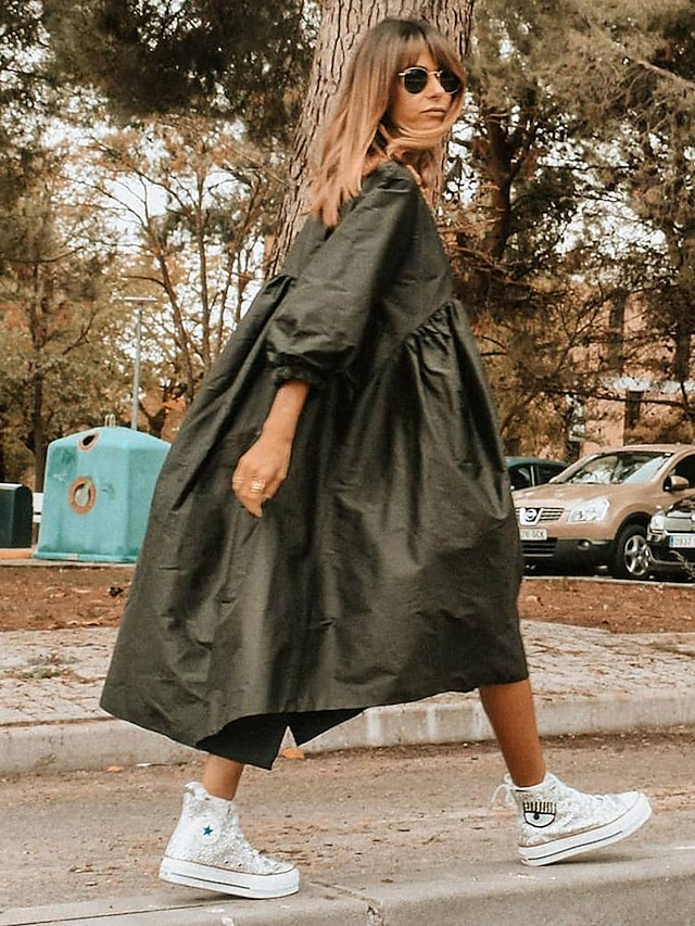  Women's Plus Size Midi Dress Casual Dress Summer Dress Classic Vacation Daily Holiday Loose Fit Leaf Short Sleeve Crew Neck Black Red Green Summer
