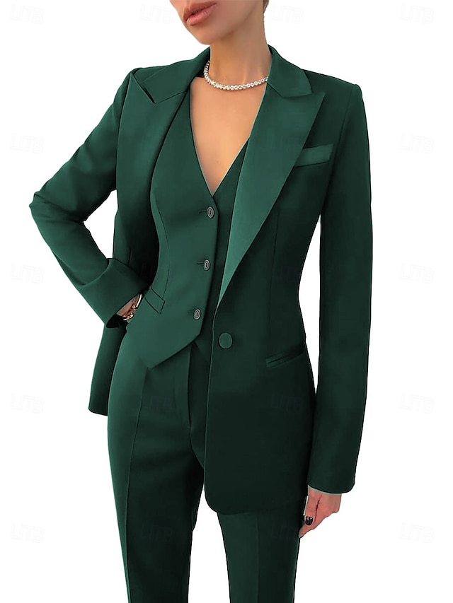  Black Red White Pantsuit 3 Piece Mother of the Bride Elegant Simple Minimalist V Neck Ankle Length Stretch Fabric Long Sleeve Wrap Included with Solid Color