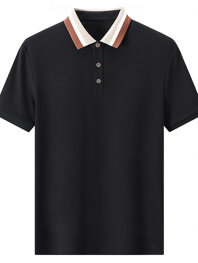  Herren Polo Strick-Polopullover Formell Arbeit Umlegekragen Kurzarm Einfarbig Farbblock Frühling Schwarz Weiß Hellgrün Grau Polo