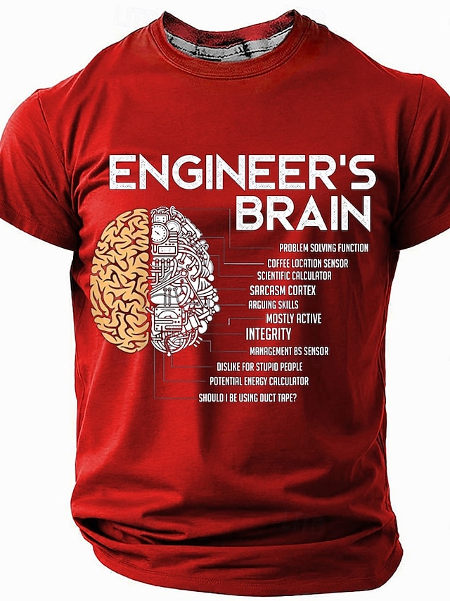  Hombre Gracioso Ingeniero Camiseta Manga Corta Camiseta Impresión 3D Cuello Barco Camisa Moda Diario Calle Diario Negro Rojo Azul Piscina Verano Primavera Ropa S M L XL XXL XXXL
