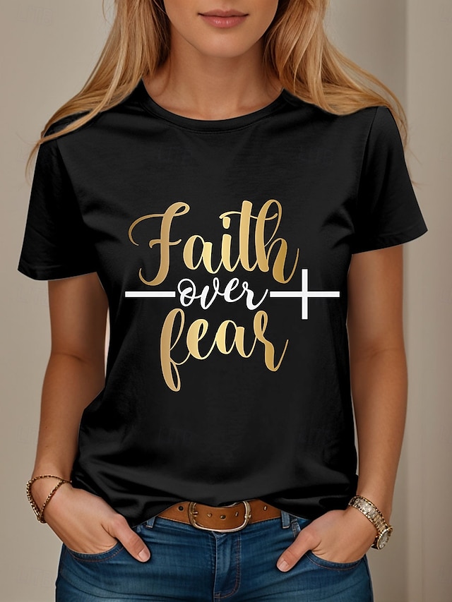  Pentru femei Tricou Grafic Scrisă Stilat Casual Manșon scurt Stil Nautic Rotund Topuri obișnuite Zilnic Sfârșit de săptămână Imprimeu Negru Albastru piscină Mov Vară Primăvară