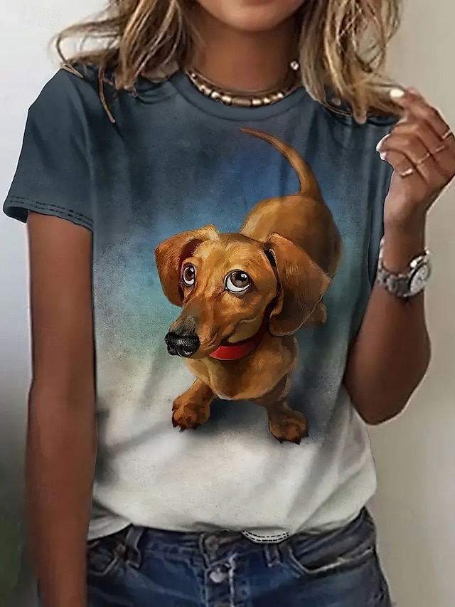 Per donna Maglietta Top estivi Grafico Gradiente di Colore Classico Casual Manica Corta Girocollo Top corti Quotidiano Weekend Stampato Arcobaleno Estate Primavera Autunno