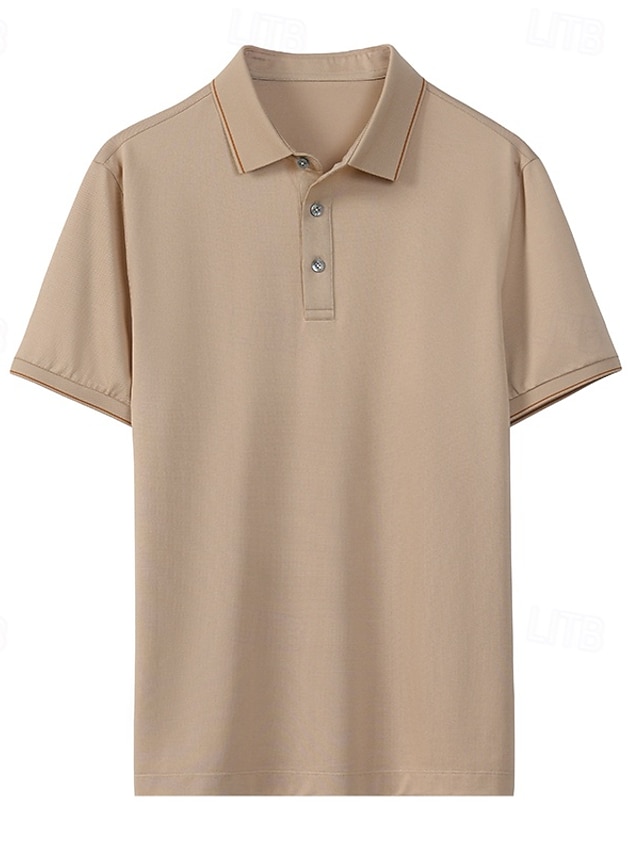  Herren Polo Strick-Polopullover Geschäft Lässig Revers Kurzarm Formell Farbblock Knöpfe Sommer Marineblau Braun Armeegrün Dunkelgray Polo