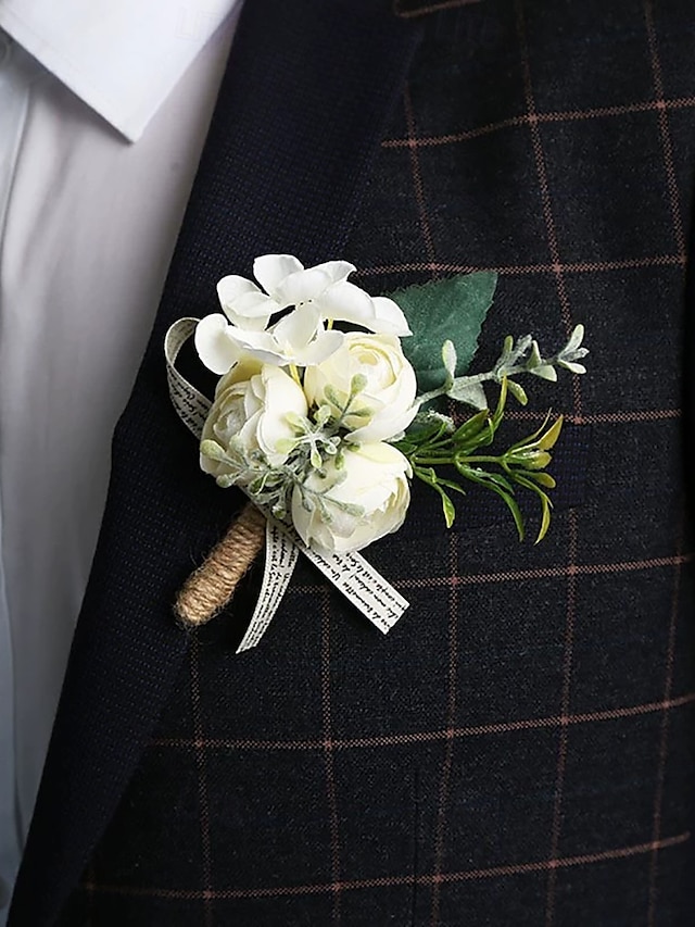  Herrbröllopskrans för Brudgummen och Marskalkar Blomma Sommar Bröllopsaccessoarer Partysuits Dekorationer