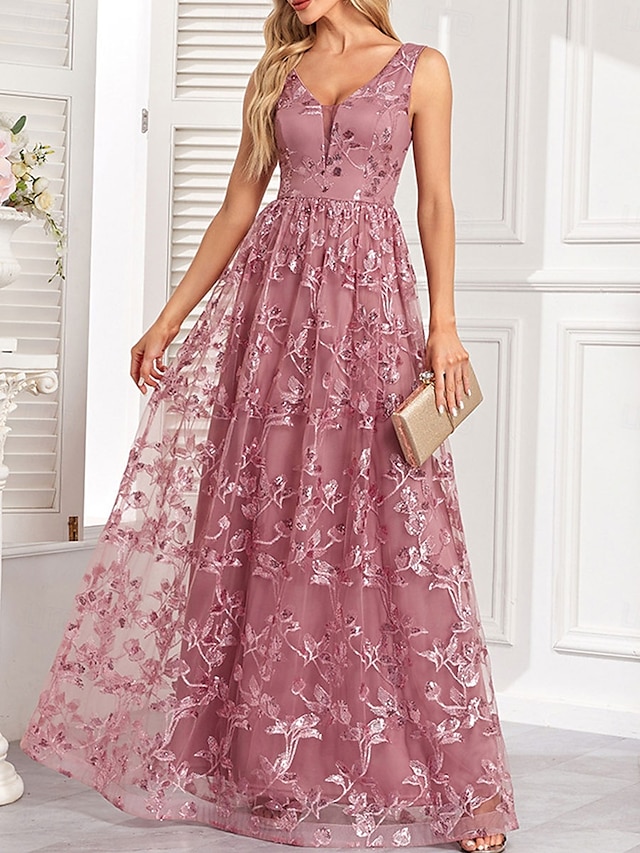 A-line quinceanera šaty elegantní šaty svatba svatební host dlouhé po zem bez rukávů V výstřih tyl bez zad se sklady