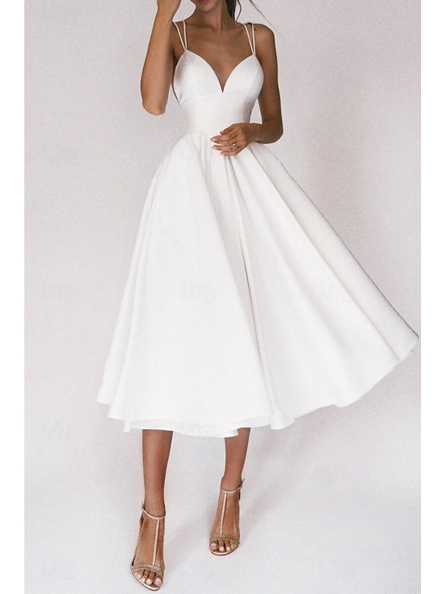  Femmes Robe Midi Robe Blanche Robe de remise des diplômes Robe Nuisette Mode Anniversaire Remise des Diplômes Sortir Coupe régulière Uni Sans manches Bretelles spaghetti Noir Blanche Rouge Vert Été