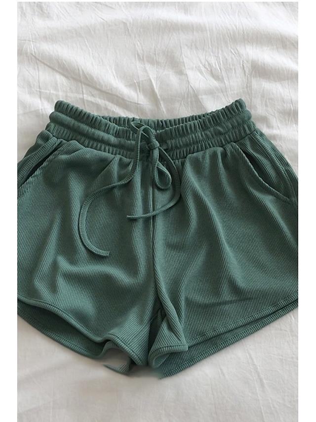  Women's Shorts Slacks Casual Short Natural Plain Pocket Elastic Drawstring Design Breathability Soft Micro-elastic Street Casual Grey Black White Dark Navy Summer Regular Fit