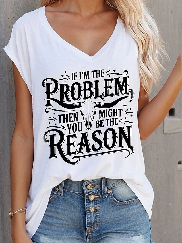  Dame Camisole Tank Top Grafisk Bokstaver Stilfull Fritid Ermeløs V-hals Vanlige topper Daglig Trykt mønster Hvit Sommer