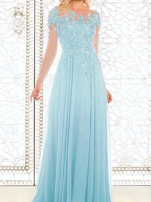 Elegant Chiffon Illusion Sleeveless A-Line Long Mother of The Bride Dresses main image 0