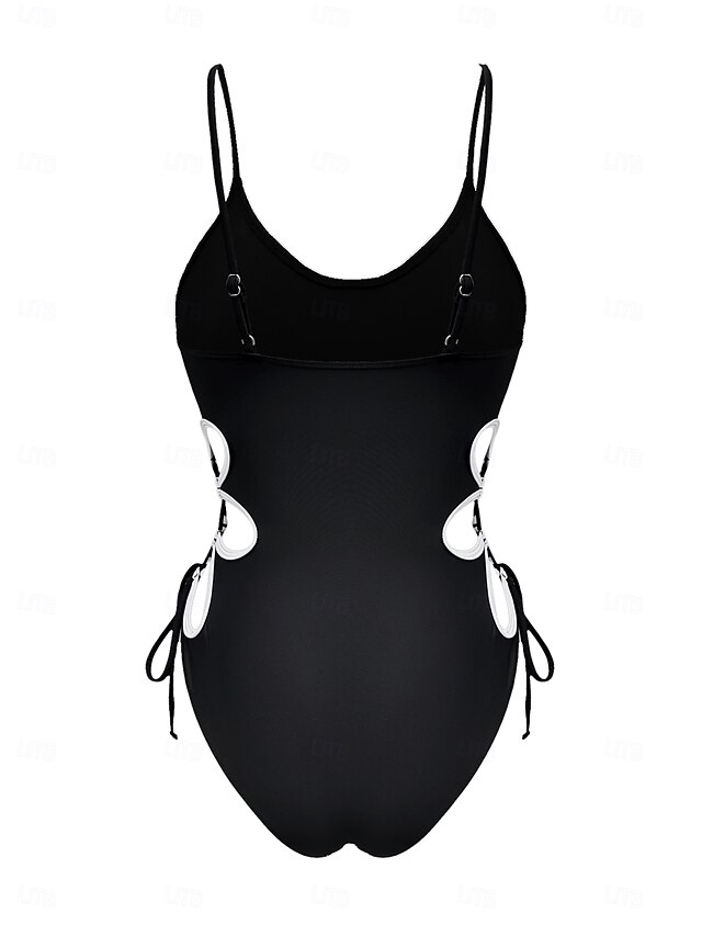 One Piece Swimsuit Women Monokini Tummy Control High Waisted Bathing Suit Solid Cutout Slimming Swimwear