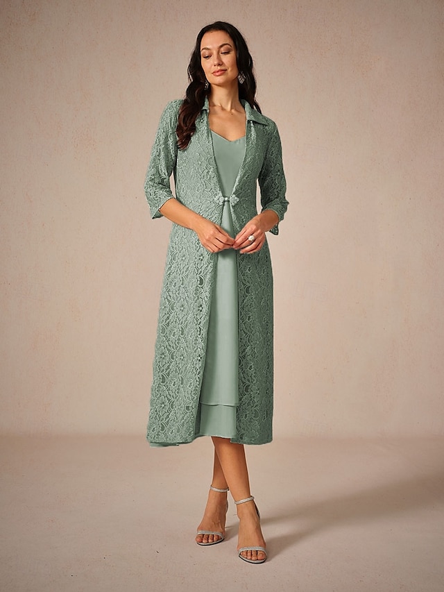  Damen Teelänge Chiffonkleid Elegant Fließend Hochzeitsgast Date Normale Passform Einfarbig Ärmellos Quadrathals Salbeigrün Sommer