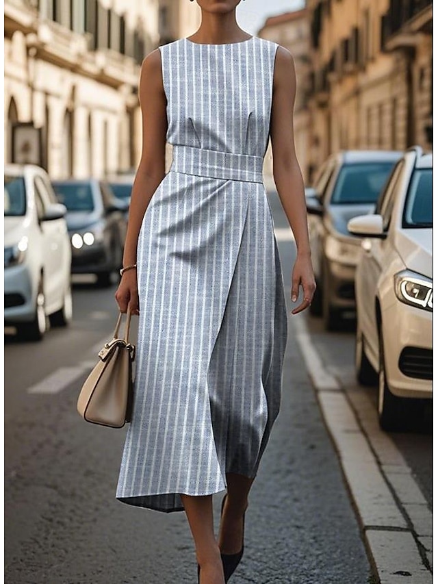  Dámské Midi šaty Plášťové šaty Bodycon šaty Formální Semiformální šaty Kancelář Denní Běžný Grafika Bez rukávů Tričkový Tmavěhnědá Černá Žlutá Tmavě růžová Léto Jaro