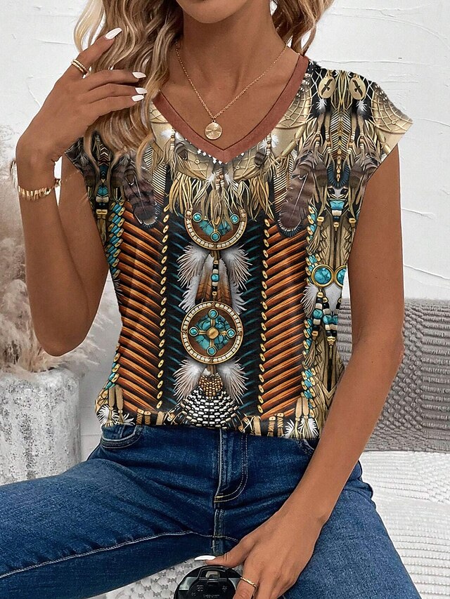 Women's Camisole Tank Top Graphic Animal Paisley Stylish Casual Sleeveless V Neck Regular Tops Daily Print Brown Summer4