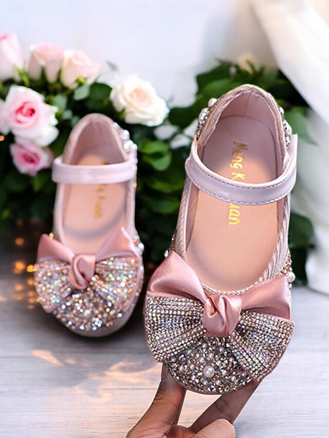  jenteglittersløyfe mary jane sko - glitrende rhinestone leiligheter for fester og bryllup