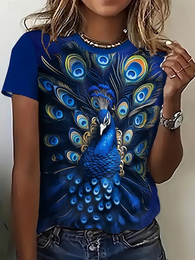  Pentru femei Tricou Topuri de vară Grafic Clasic Casual Manșon scurt Stil Nautic Crop Tops Zilnic Sfârșit de săptămână Imprimeu Curcubeu Vară Primăvară Toamnă