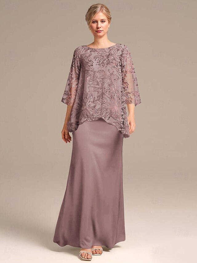 Petite Cap Sleeve Flute Hem Contrast Lace Pencil Mother Of The Bride Outfits Dress main image 1
