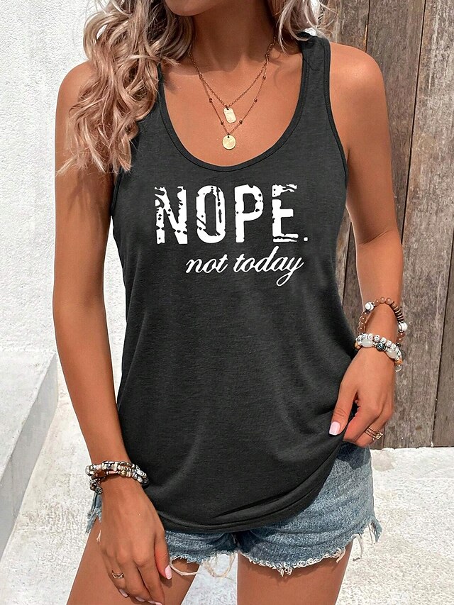 Women's Camisole Tank Top Graphic Letter Vintage Casual Sleeveless Crew Neck Scoop Neck Regular Tops Daily Vacation Wear Print Gray Summer4