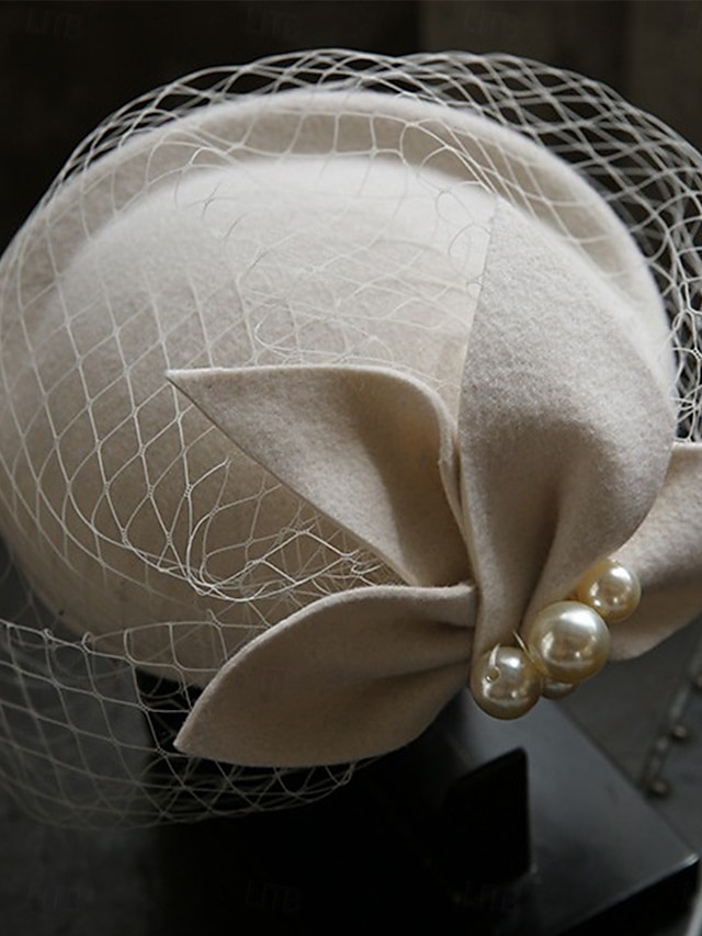  Chapeaux Tulle Tissu en Coton Chapeau melon / cloche Mariage Élégant ancien Avec Nœud Casque Couvre-chef