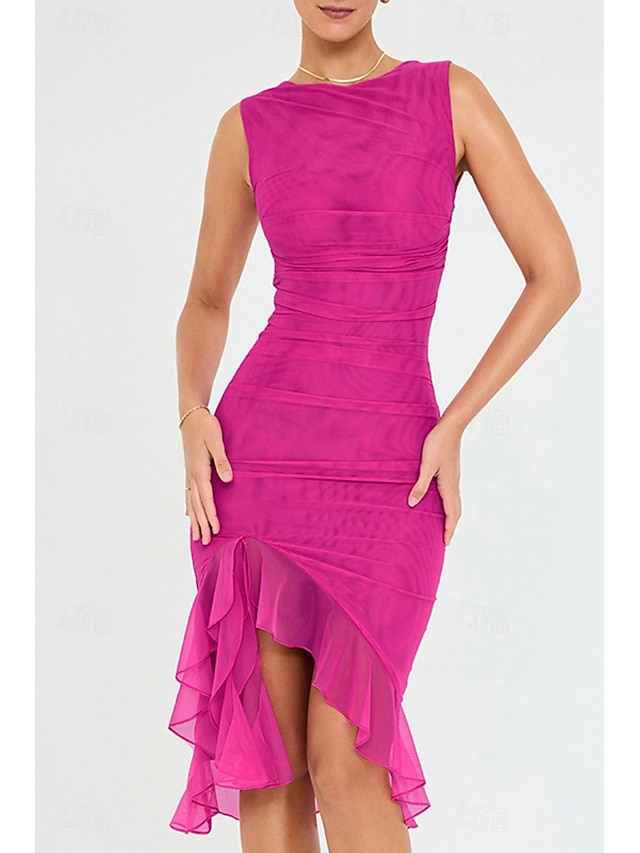  Pentru femei Rochii Midi Rochie de absolvire Rochie de Cocktail Rochie pentru invitata de nunta Rochie teacă Modă Modern În aer liber Absolvire Petrecere ceai Fit regulat Simplu Fără manșon Stil