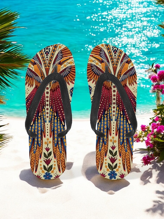  infradito etniche boho da donna - sandali da spiaggia con motivo tribale vintage, comode pantofole estive per viaggi e festival