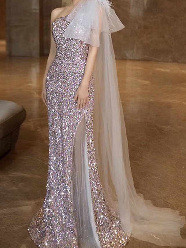  Ligne A Robes de soirée Élégant Robe Mariage robe demoiselle d honneur Traîne Balayage Sans manches Épaules Dénudées Polyester Dos nu avec Imprimé floral 2025