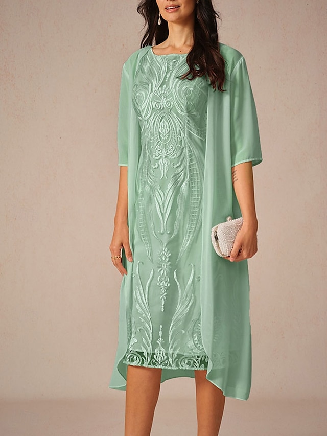 Women's Chiffon Cover-Up Jacket  Solid Color Elegant Stylish Half Sleeve Sage Green Summer Spring