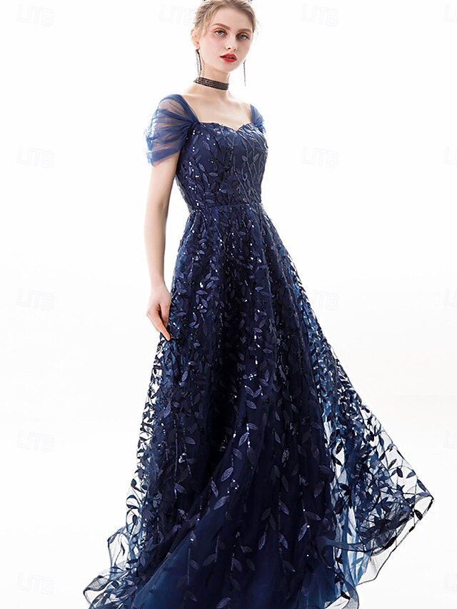  Robe de bal A-Line de quinceanera Élégante robe de mariage invité longueur au sol manches courtes dénudée en polyester sans dos avec plis
