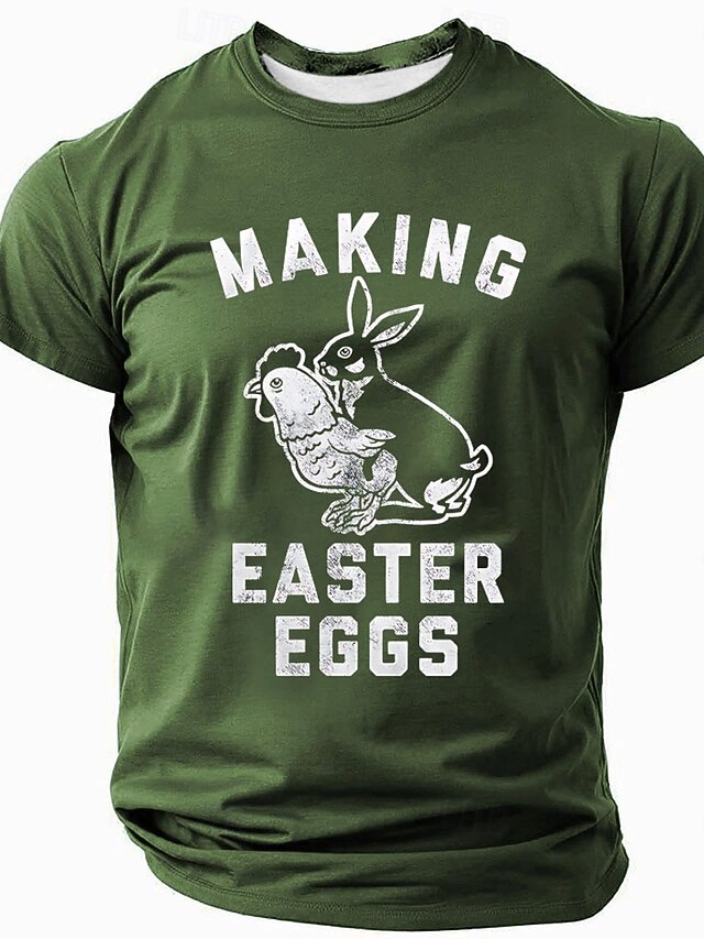  Pääsiäinen Miesten tipu pääsiäismunia T-paita Lyhythihainen T-paita 3D-tulostus Tiukka pyöreä kaula-aukko Paita Suunnittelija Vapaa-aika Juhla Pyhäpäivä Musta Sininen Apila Kesä Kevät Vaatetus S M L