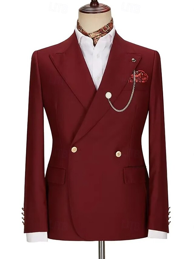 Burgundy Two Buttons Business Suits Wine Red Mens Suits for Prom