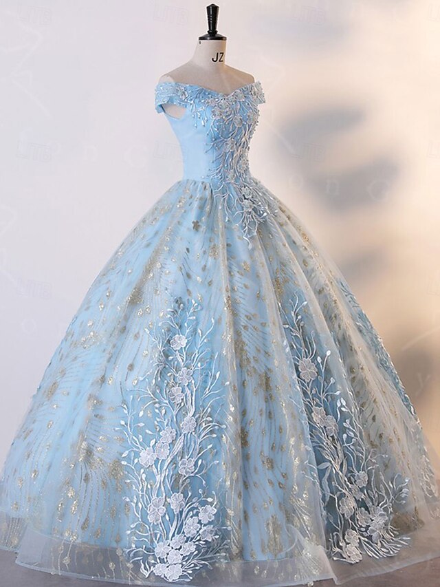 A-Line Floor Length Formal Dresses Evening Gown Quinceanera