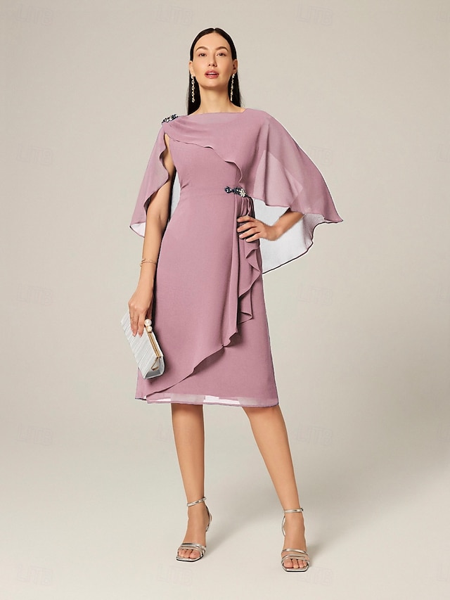  Per donna Taglie Forti Abito Midi Set di vestiti Abito a trapezio Elegante Ospite di nozze Cocktail party Vestibilità regolare Semplice Senza Maniche Scollo a Barca Rosa polverosa Estate