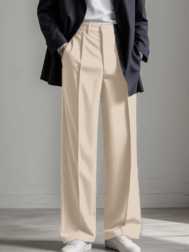 Men's Graduation Trousers Dress Pants Chinos Pocket Buttons Plain ...