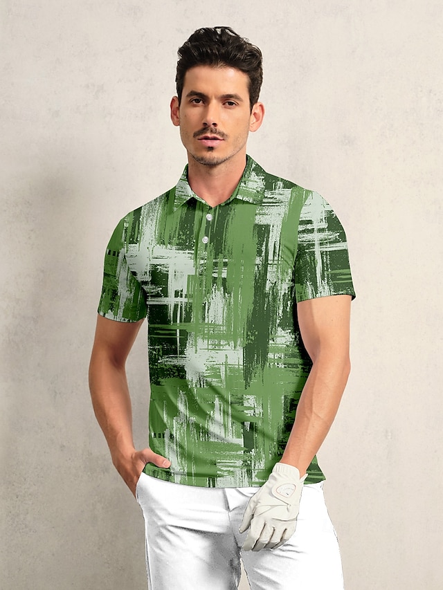  Per uomo Polo da golf Verde Manica Corta Top Abbigliamento da golf Abbigliamento Abiti Abbigliamento