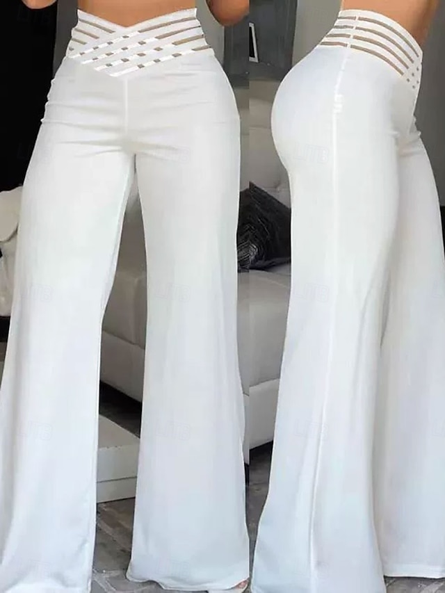  Pantaloni Chino Larghi da Donna Pantaloni Baggy Moda Streetwear Lunghezza Completa Alta Vita Semplice Elasticizzati Comodi Soffici Confortevoli Micro-elastici all'Aperto Strada Nera Bianca Blu Fucsia