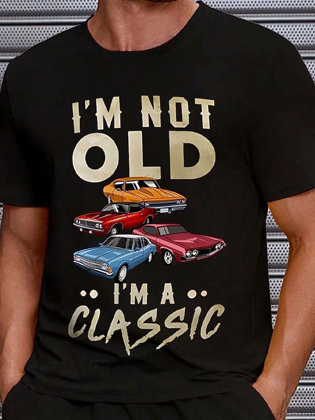  Herre Jeg er ikke gammelklassiker T skjorte Kortermet T skjorte 3D-utskrift Crew-hals Skjorte Mote Daglig Gate Daglig Svart Sommer Vår Klær S M L XL XXL XXXL