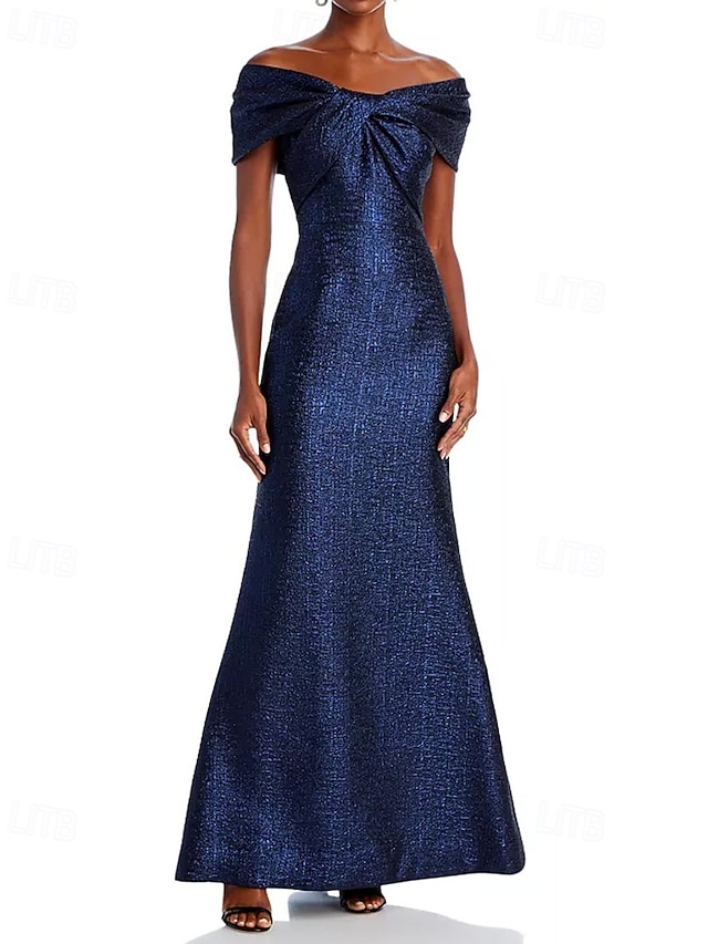 Jacquard A-Line/Princess Off Shoulder Floor-Length Mother of the Bride & Groom Dresses with Slit main image 1