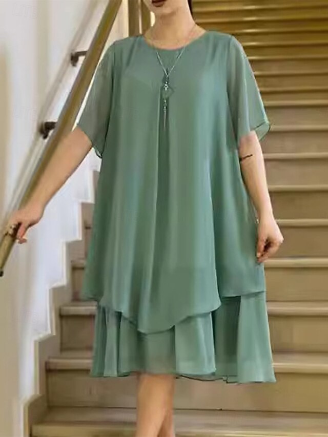 Women's Midi Dress A Line Dress Solid Color Summer Dress Casual Daily Regular Fit Graphic Plain Half Sleeve Crew Neck Black Purple Green Summer4