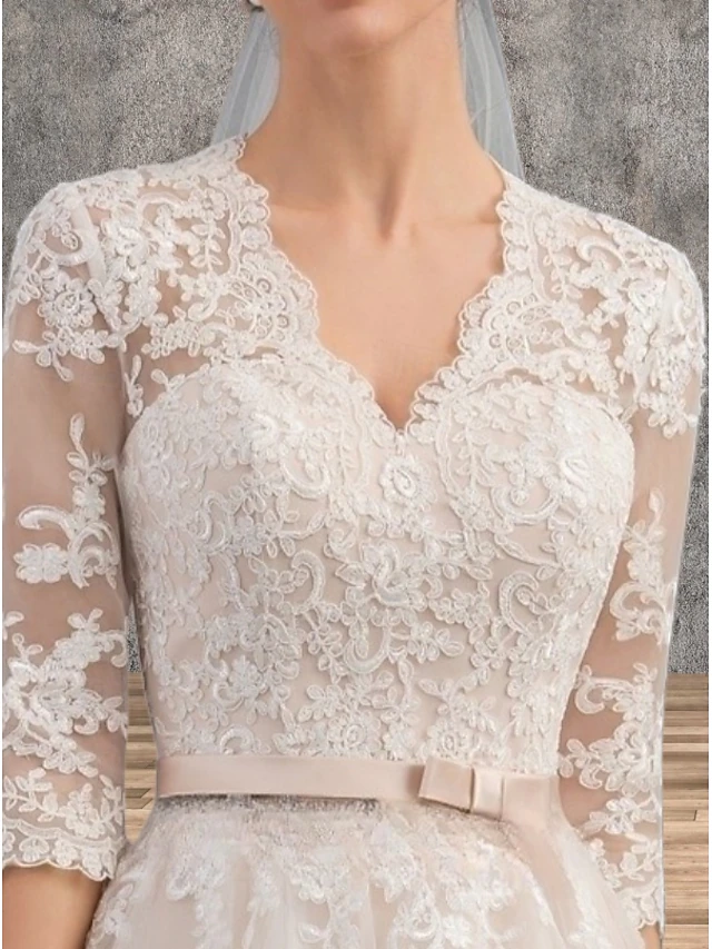 Ligne A Longueur thé Robes de mariée Robes pour enterrement de vie de ...