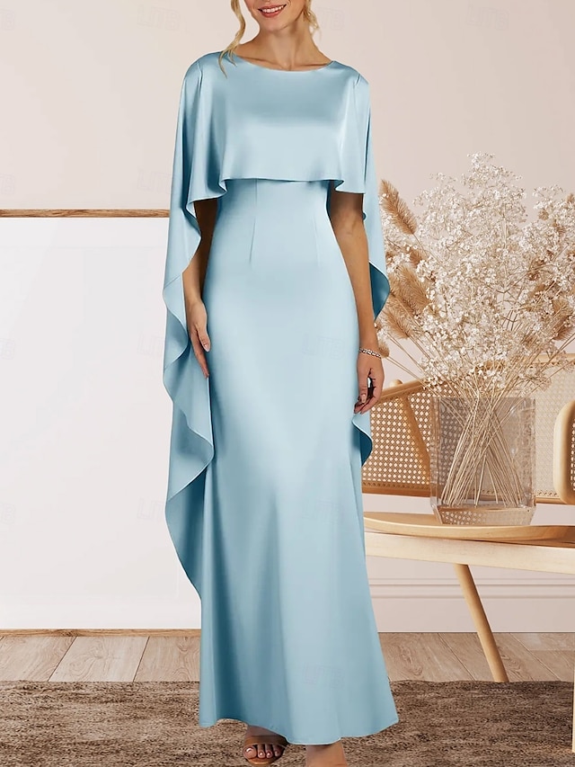  Sirène / Trompette Robe de Soirée Élégant Robe Formel Soirée Longueur au sol Sans manches Col ras du cou Crêpe Extensible avec Volants 2025