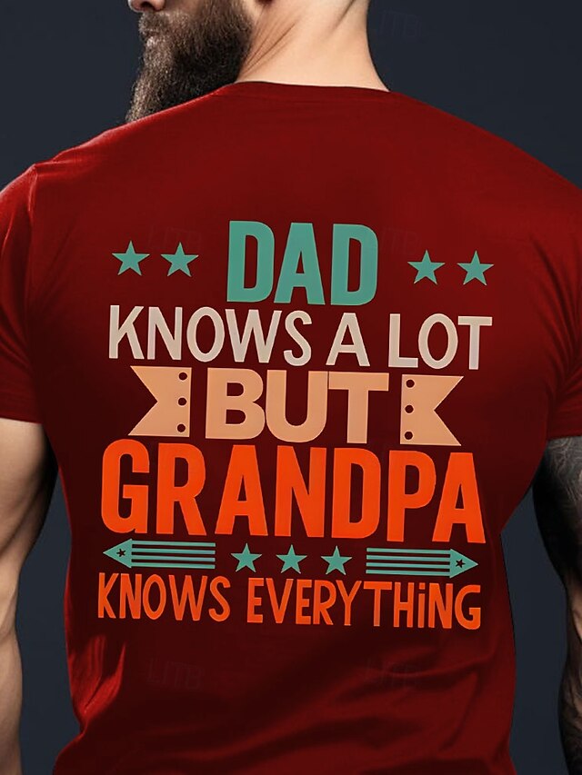  Voor heren opa vader T-shirt Korte mouw T-shirt 3D-afdrukken Strakke ronde hals Overhemd Modieus Dagelijks Basic Straat Casual Dagelijks Zwart Rood blauw Zomer Lente Kleding S M L XL XXL XXXL