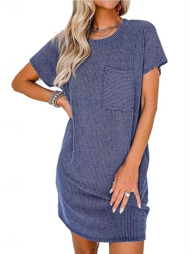  Women's Mini Dress T Shirt Dress Tee Dress Solid Color Summer Dress Casual Daily Regular Fit Graphic Short Sleeve Crew Neck Black Pink Blue Green Summer