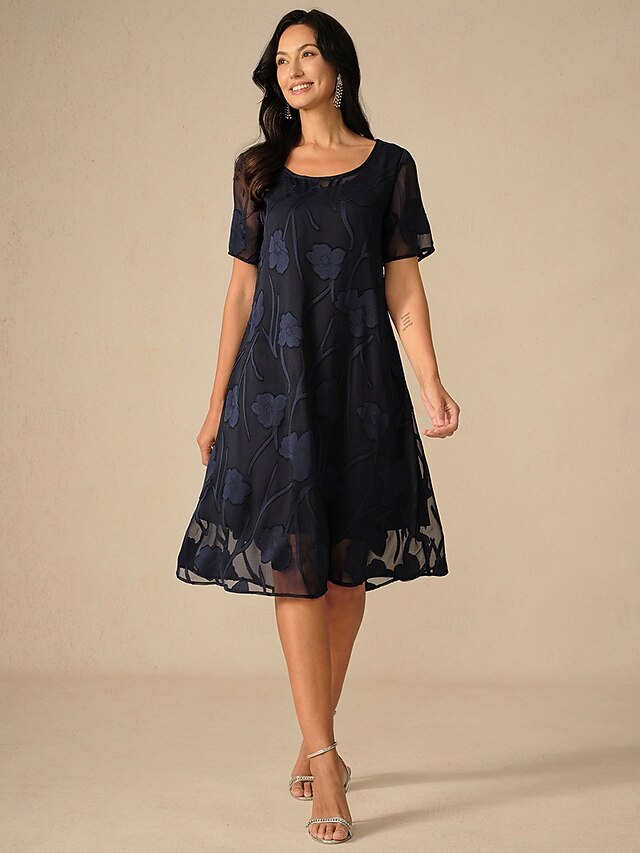 Knee-length Short Chiffon Dress with Halter Neck Slate Blue Plus Size