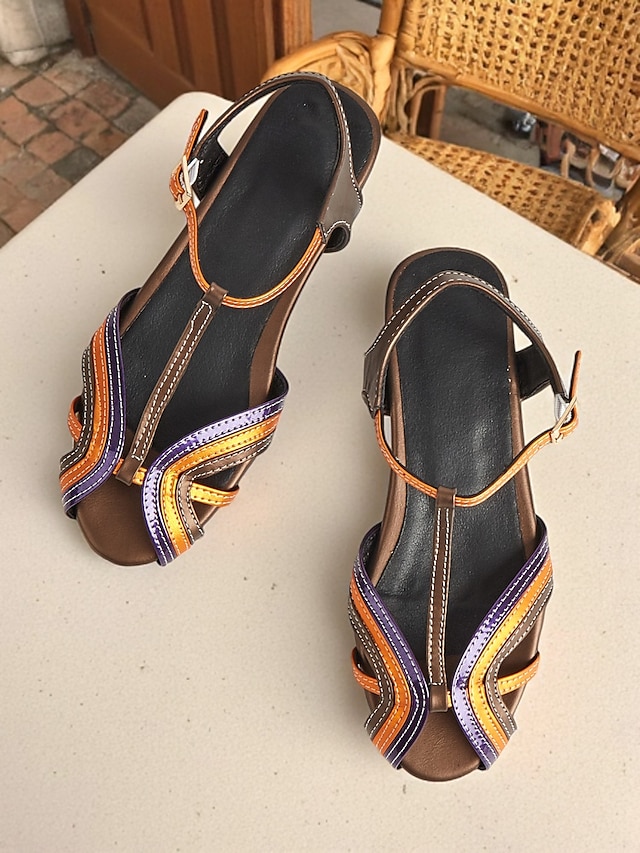  női colorblock t-pántos lapos szandál – az 1950-es évek ihlette retro stílusú cipők nyári alkalmi, utazási és mindennapi viselethez