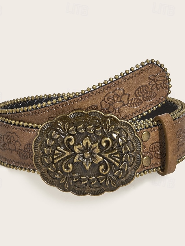  Women's Belt PU Light Yellow Light Brown Camel Brown Khaki Waist Belt Street Holiday Floral