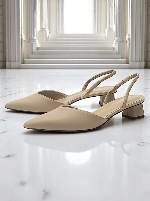  Escarpins à bride arrière et bout pointu pour femmes – talons bas en similicuir pour des occasions élégantes au bureau et en soirée